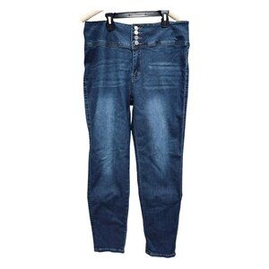 Stretchy High Rise Button Fly Slim Fit Jeans Pockets High Quality XL Flattering